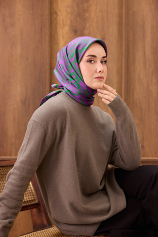 Twill İpek Mandala Eşarp Mor 90x90