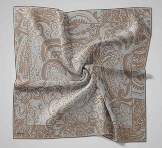 Twill İpek Mandala Eşarp Yeşil Bej 90x90