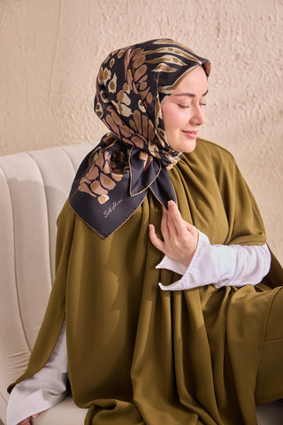 Twill İpek Mercan Eşarp Asker Yeşili  90x90