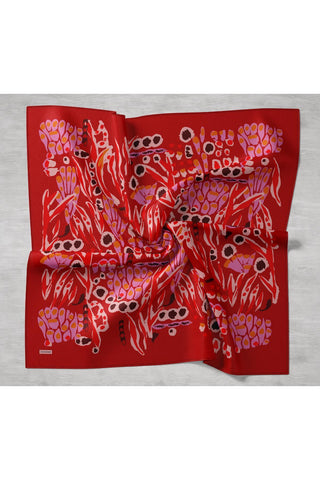 Twill İpek Mercan Eşarp Bayrak Kırmızı 90x90 - Twill İpek Eşarp - | Silk Home
