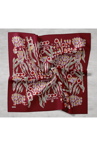 Twill İpek Mercan Eşarp Bordo 90x90 - Twill İpek Eşarp - | Silk Home