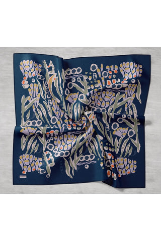 Twill İpek Mercan Eşarp Gece Mavisi 90x90 - Twill İpek Eşarp - | Silk Home