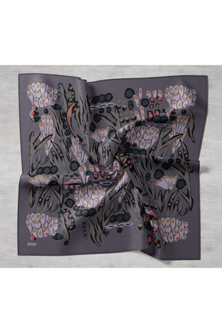 Twill İpek Mercan Eşarp Koyu Gri 90x90 - Twill İpek Eşarp - | Silk Home