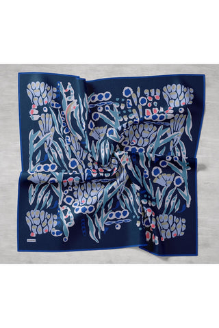 Twill İpek Mercan Eşarp Koyu Mavi 90x90 - Twill İpek Eşarp - | Silk Home