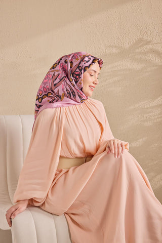 Twill İpek Mercan Eşarp Pembe 90x90 - Twill İpek Eşarp - | Silk Home