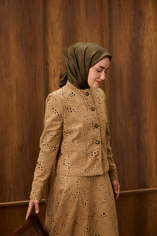 Twill İpek Minimal Eşarp Asker Yeşili 90x90 - Twill İpek Eşarp - | Silk Home