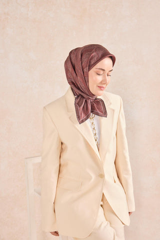 Twill İpek Minimal Eşarp Bordo 90x90