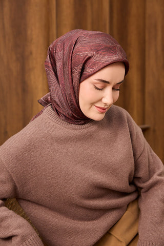 Twill İpek Minimal Eşarp Bordo 90x90