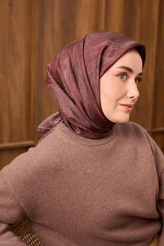 Twill İpek Minimal Eşarp Bordo 90x90