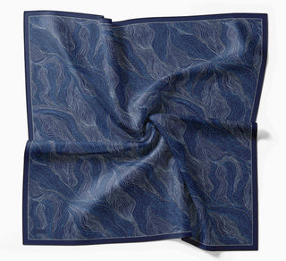 Twill İpek Minimal Eşarp Gece Mavisi 90x90