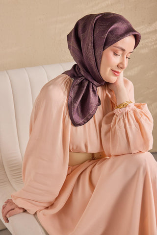Twill İpek Minimal Eşarp Koyu Mürdüm 90x90