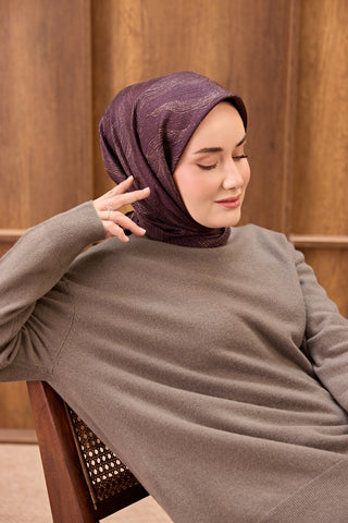 Twill İpek Minimal Eşarp Koyu Mürdüm 90x90