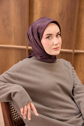 Twill İpek Minimal Eşarp Koyu Mürdüm 90x90