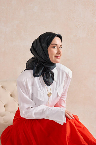 Twill İpek Minimal Eşarp Koyu Yeşil 90x90