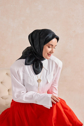 Twill İpek Minimal Eşarp Koyu Yeşil 90x90