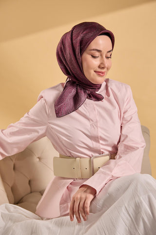 Twill İpek Minimal Eşarp Mürdüm 90x90 - Twill İpek Eşarp - | Silk Home