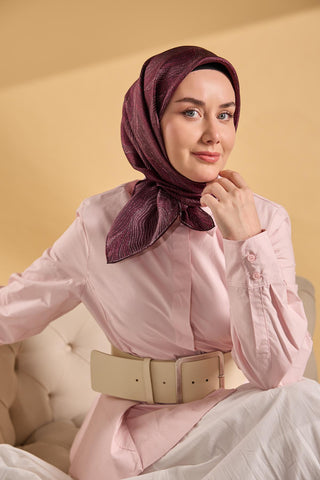 Twill İpek Minimal Eşarp Mürdüm 90x90 - Twill İpek Eşarp - | Silk Home