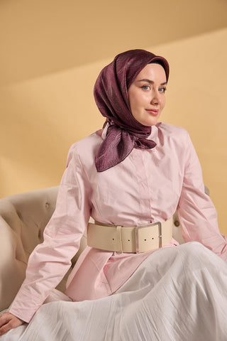 Twill İpek Minimal Eşarp Mürdüm 90x90 - Twill İpek Eşarp - | Silk Home