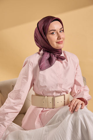 Twill İpek Minimal Eşarp Mürdüm 90x90 - Twill İpek Eşarp - | Silk Home