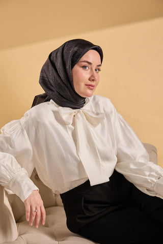 Twill İpek Minimal Eşarp Siyah 90x90
