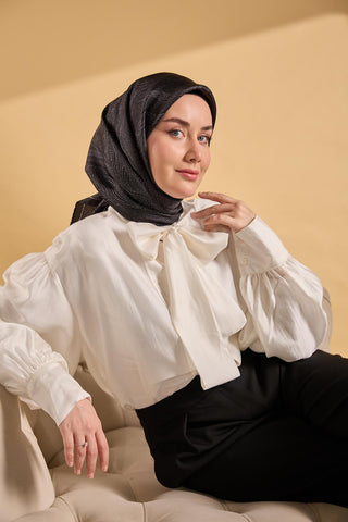 Twill İpek Minimal Eşarp Siyah 90x90