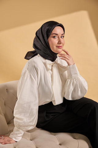 Twill İpek Minimal Eşarp Siyah 90x90