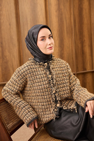 Twill İpek Minimal Eşarp Siyah 90x90 - Twill İpek Eşarp - | Silk Home