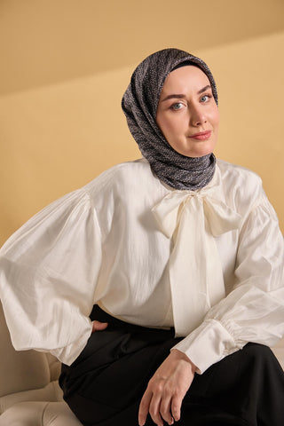 Twill İpek Mono Eşarp Beyaz 90x90
