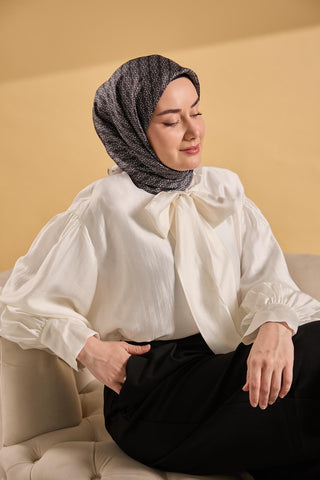 Twill İpek Mono Eşarp Beyaz 90x90