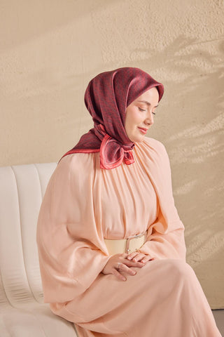 Twill İpek Mono Eşarp Kırmızı 90x90 - Twill İpek Eşarp - | Silk Home