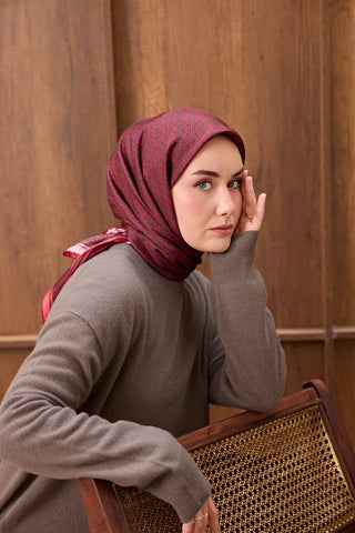 Twill İpek Mono Eşarp Kırmızı 90x90