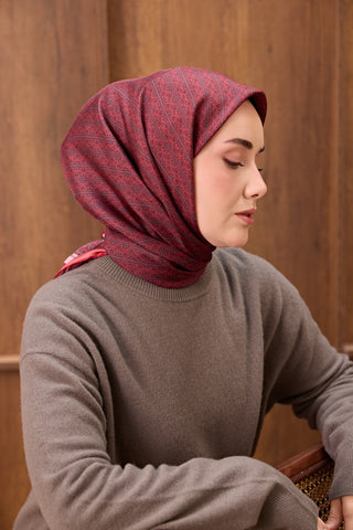 Twill İpek Mono Eşarp Kırmızı 90x90