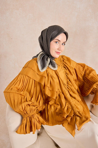 Twill İpek Mono Eşarp Koyu Yeşil 90x90 - Twill İpek Eşarp - | Silk Home