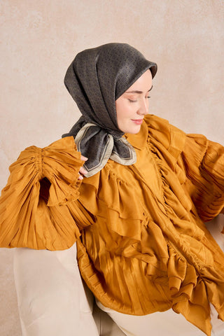 Twill İpek Mono Eşarp Koyu Yeşil 90x90 - Twill İpek Eşarp - | Silk Home