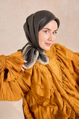 Twill İpek Mono Eşarp Koyu Yeşil 90x90 - Twill İpek Eşarp - | Silk Home