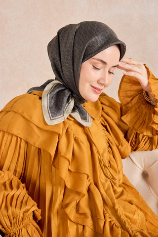 Twill İpek Mono Eşarp Koyu Yeşil 90x90 - Twill İpek Eşarp - | Silk Home