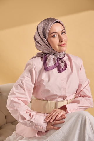 Twill İpek Mono Eşarp Mor 90x90 - Twill İpek Eşarp - | Silk Home