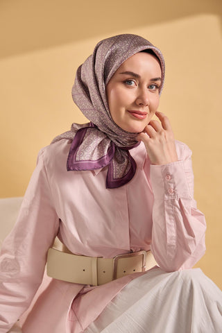Twill İpek Mono Eşarp Mor 90x90 - Twill İpek Eşarp - | Silk Home