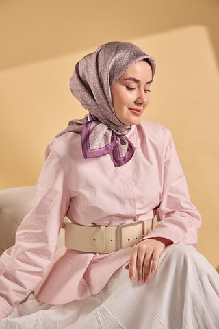 Twill İpek Mono Eşarp Mor 90x90 - Twill İpek Eşarp - | Silk Home