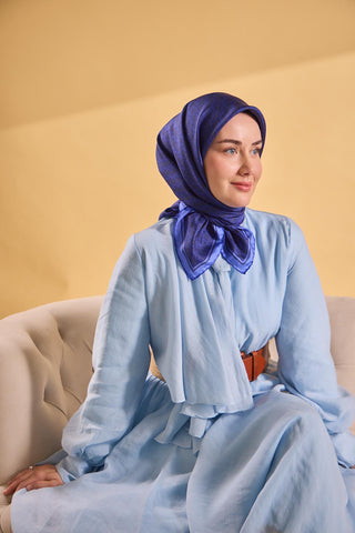 Twill İpek Mono Eşarp Morcivert 90x90 - Twill İpek Eşarp - | Silk Home