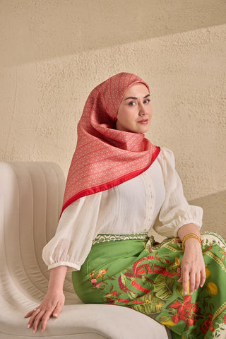 Twill İpek Mono Eşarp Narçiçeği 90x90 - Twill İpek Eşarp - | Silk Home