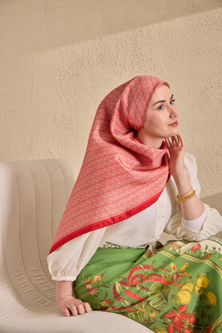 Twill İpek Mono Eşarp Narçiçeği 90x90 - Twill İpek Eşarp - | Silk Home
