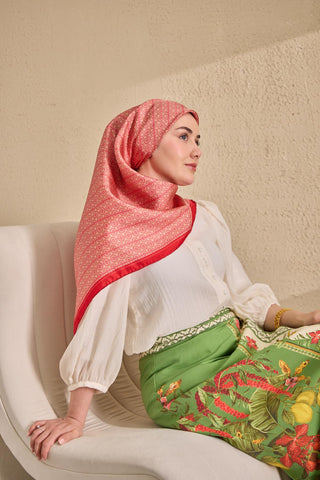 Twill İpek Mono Eşarp Narçiçeği 90x90 - Twill İpek Eşarp - | Silk Home
