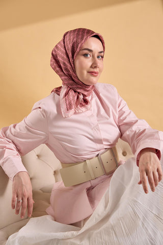 Twill İpek Mono Eşarp Pembe 90x90