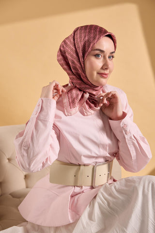 Twill İpek Mono Eşarp Pembe 90x90