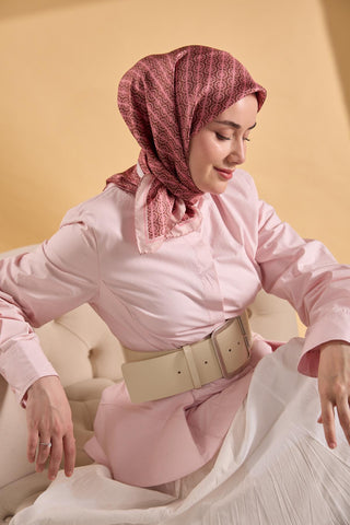 Twill İpek Mono Eşarp Pembe 90x90