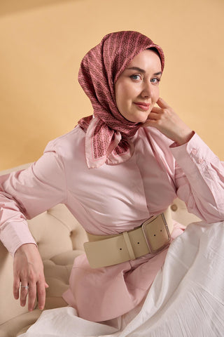 Twill İpek Mono Eşarp Pembe 90x90