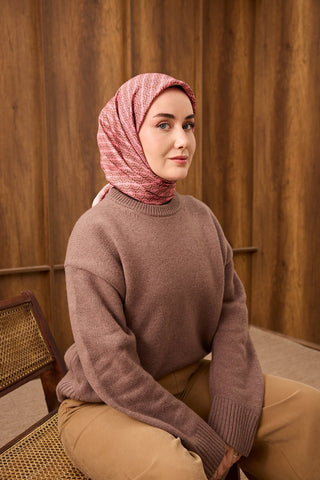 Twill İpek Mono Eşarp Pembe 90x90