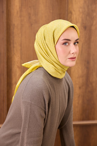 Twill İpek Mono Eşarp Sarı 90x90