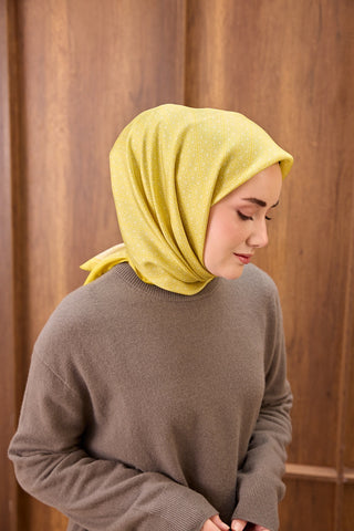 Twill İpek Mono Eşarp Sarı 90x90 - Twill İpek Eşarp - | Silk Home